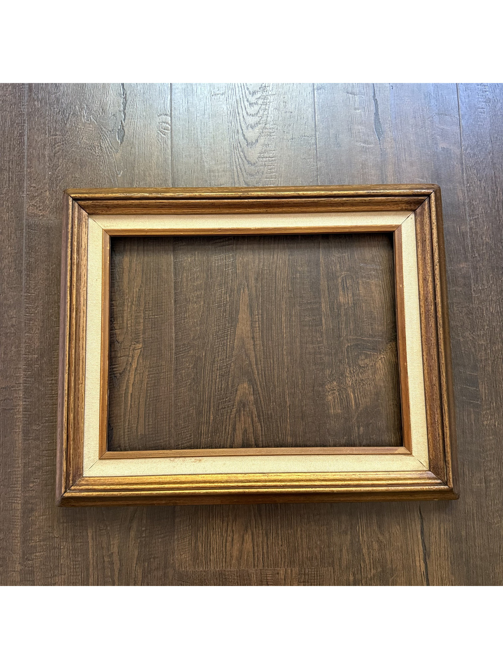 Vintage Wood Picture Frame Cream Linen Mat 16x12